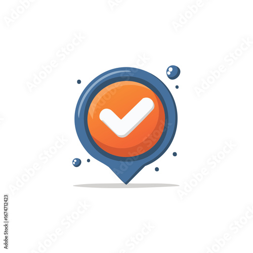 Blue Orange Checkmark Pinpointing Accuracy Verifying Correct Choices