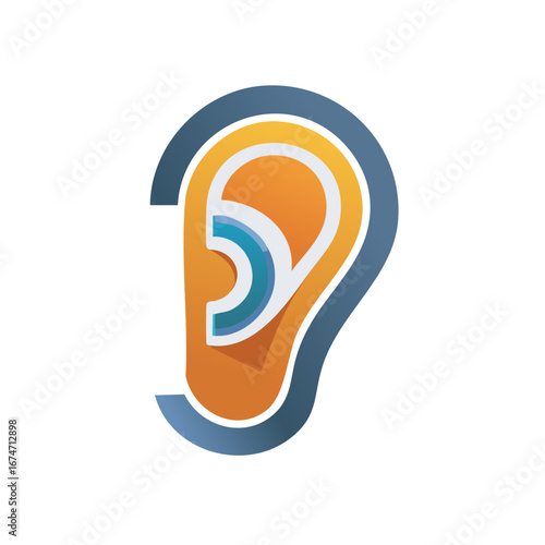 Abstract ear illustration with vibrant colors, concept of hearing and audio