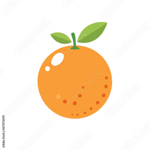 Illustration of a cartoon orange fruit with leaves and stem