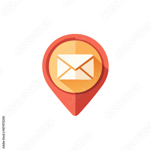 Free Download Flat style map pin icon featuring mail envelope for email location communication - GFXLoad