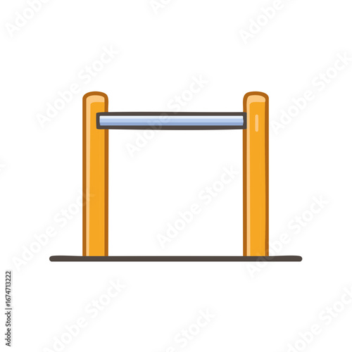 Pull Up Bar for Fitness Training Physical Exercise Cartoon Illustration