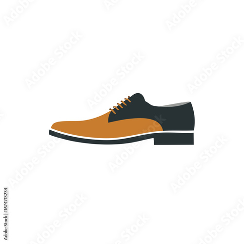 Two-tone leather dress shoe with laces and heel