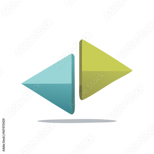 Abstract Colorful Arrows Pointing Opposite Directions 3D Illustration