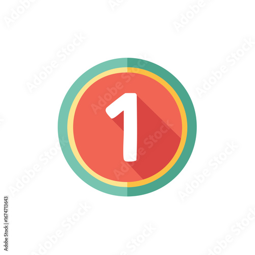 Number one in a colorful circle, flat design style