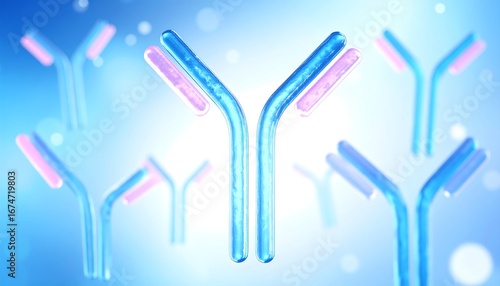 Abstract 3D illustration of antibodies