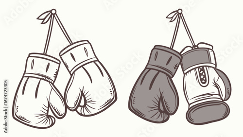 Hanging Boxing Gloves Vector for Gym Workout Fitness Training Sports Competition and Athlete Motivation