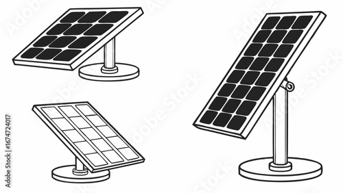 Solar Panels Illustration for Renewable Energy Sustainable Green Technology Powering Homes and Businesses Eco-friendly Clean Energy Future