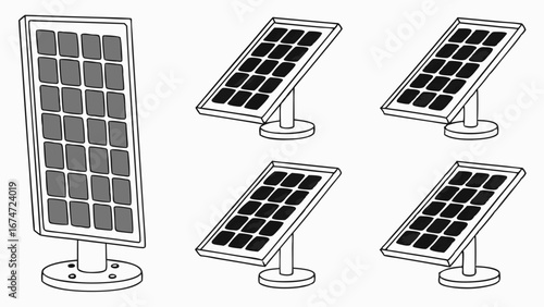 Array of Modern Solar Panels Harnessing Sun Energy for Sustainable Home and Business Power Generation Clean Renewable Technology