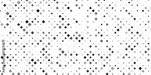 Rhombus gradient halftone texture. Diamond shape dots fading background. Abstract geometric particle vanishing backdrop.