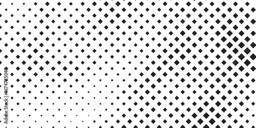 Rhombus gradient halftone texture. Diamond shape dots fading background. Abstract geometric particle vanishing backdrop.