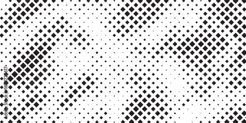 Rhombus gradient halftone texture. Diamond shape dots fading background. Abstract geometric particle vanishing backdrop.