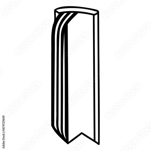 A simple, stylized illustration of an open book, isolated, with pages fanned out to reveal the binding and a blank interior