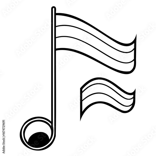 Musical note with flag and beam