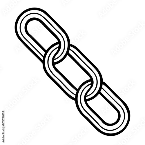 A simple, stylized illustration of three connected chain links, isolated, symbolizing connection, strength, and unity