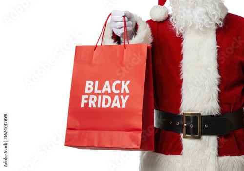 Wallpaper Mural Santa in his red suit holding a Black Friday shopping bag ready to bring holiday deals. Torontodigital.ca