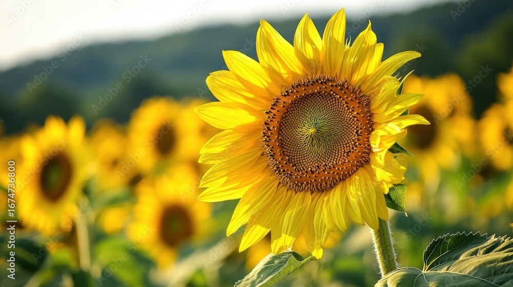 Obraz premium Close-up of a vibrant sunflower in a field.