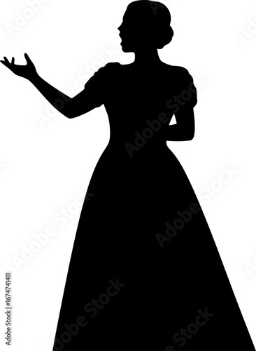 Woman Opera Singer singing vector illustration Silhouette isolated on white background	