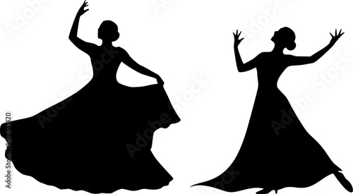 Woman Opera Singer singing vector illustration Silhouette isolated on white background	