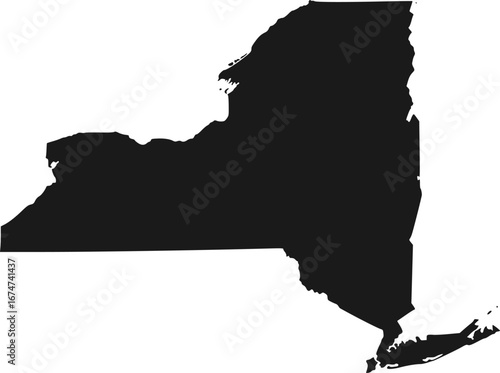 New York state, USA map in outline style, black color , gray color	