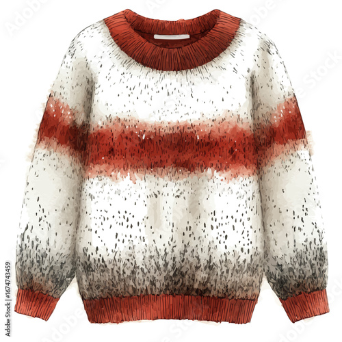 Wool Sweater, watercolor clipart vector, isolated on a white background.