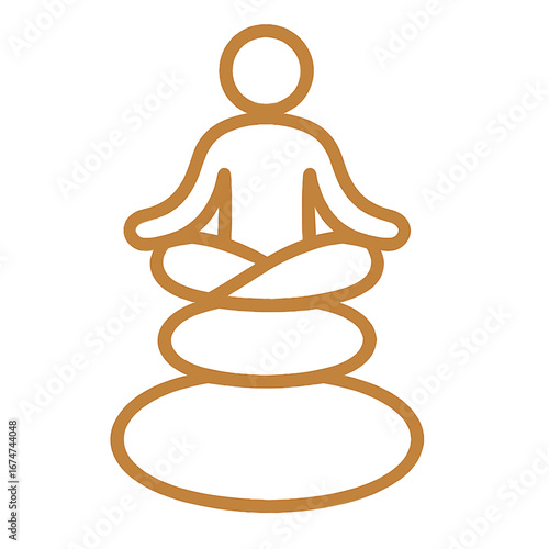 Outline of a meditating figure with stones on a transparent background Mindfulness Meditation