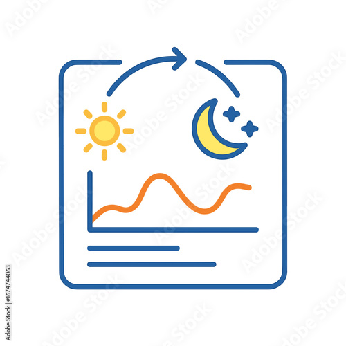 Data visualization representing day and night cycles with graphs Circadian Rhythm