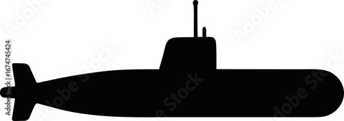 Submarine Silhouette – Flat Vector Underwater Military Vessel Icon