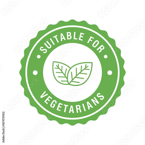 Vegetarian food stamp green emblem suitable for vegetarians badge vegan label healthy choice icon