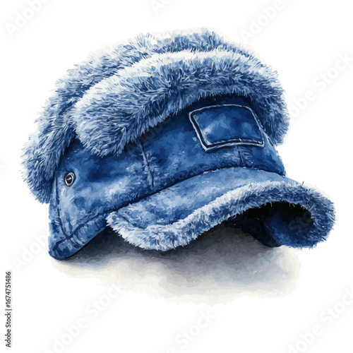 Winter Hat, watercolor vector, isolated on a white background.