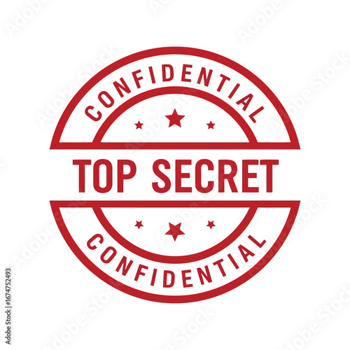 Top secret confidential stamp red circular seal classified information government document