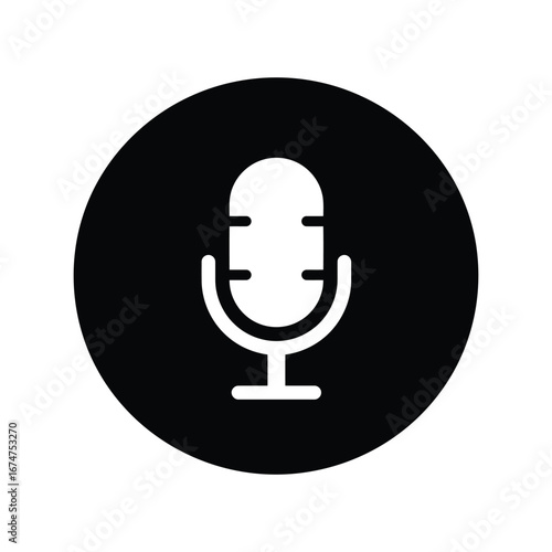 Retro microphone icon vintage audio recording equipment podcasting symbol studio sound gear isolated vector graphic