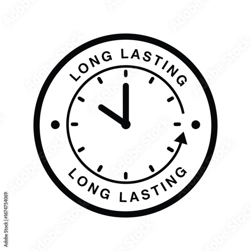 Long lasting clock icon vector time durability symbol endurance graphic