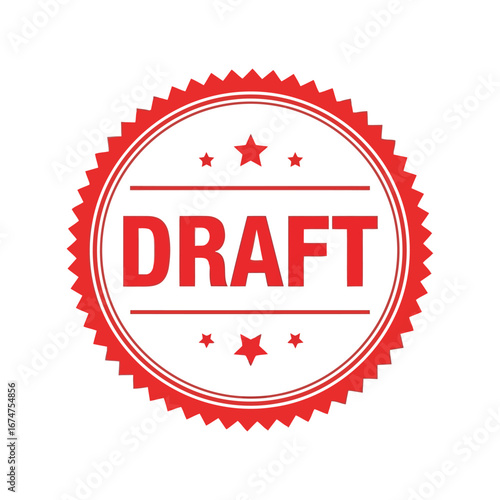 Red draft stamp seal vector illustration approved notarized document mark official seal graphic