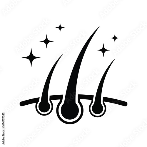 Healthy hair follicle illustration shiny strands scalp care hair growth concept medical icon