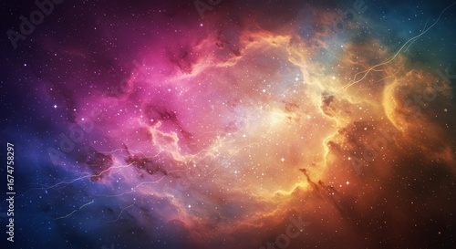 Astronomical image of bright nebula in the infinite universe