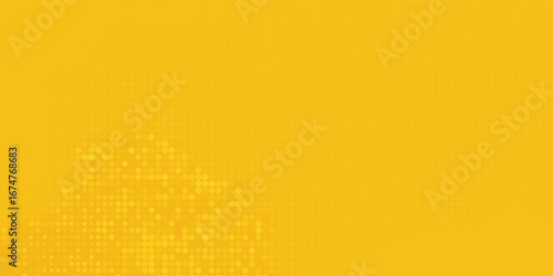 Yellow halftone pattern. Retro comic gradient background. Bright orange pixelated dotted texture overlay. dots vector ilustration