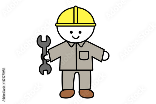 現場作業員のかわいいデフォルメキャラクターイラスト