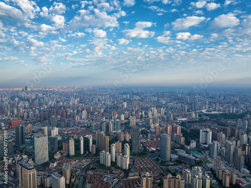 Wallpaper Mural Aerial view of Shanghai central area in the morning Torontodigital.ca