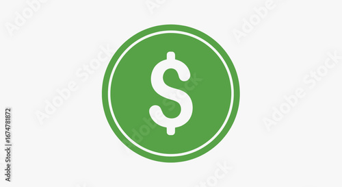 Illustration of a green coin with a white dollar sign symbolizing financial themes