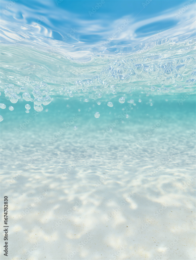 Obraz premium 南国の海の美しい波の水面と水中