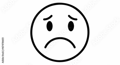 Expressing Sadness with a Simple Face Icon, Great for Emotional Content and User Interface Design or Showing Feelings of Disappointment or Grief