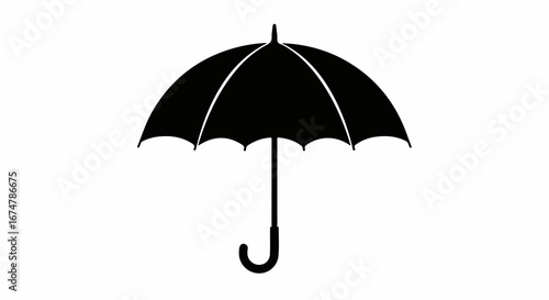 Classic umbrella icon symbolizing protection from rain and storms, a graphic weather element in simple black silhouette for design projects, scalable vector image