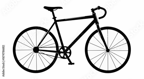 Sleek fixed gear bicycle illustration perfect for urban cycling designs, fitness promotions, and modern transportation concepts, originally a scalable vector graphic