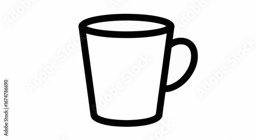 Sleek minimalist mug illustration, perfect for branding and product mockups, ideal for coffee shops and beverage companies, versatile for digital and print media