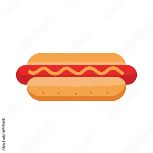 A detailed image of a delicious hotdog with mustard on a soft bun, ready to eat.