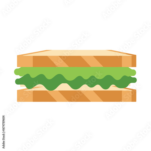 Illustration of a sandwich with lettuce between two slices of bread.