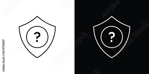 Shield interrogation icon symbols. Simple pictograms for web sites and mobile app