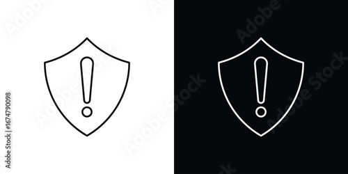 Shield exclamation icon symbols. Simple pictograms for web sites and mobile app