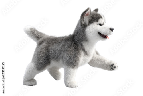 Cute puppy in running pose transparent background
