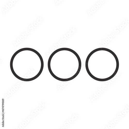 Geometric line element composed of three thin circles in a row, minimalist design